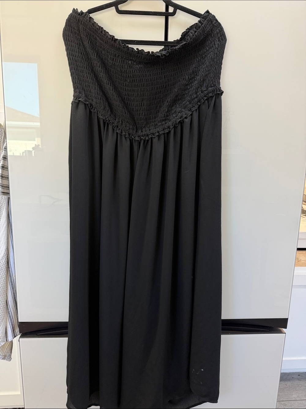 torrid Black Strapless Smocked wide leg jumpsuit